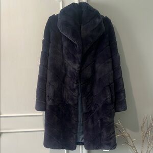 Pologeorgis Rabbit Fur chevron knee length Coat